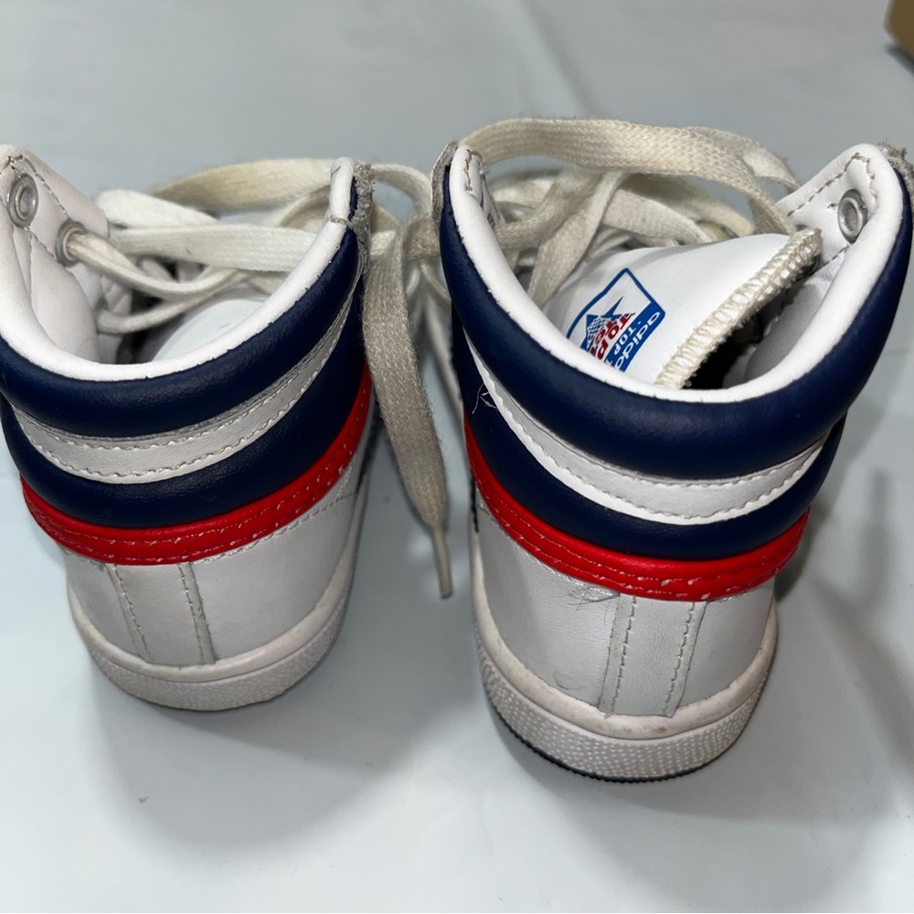 Adidas Toddler High Tops White Blue Striped Red Sneakers 6K Baby Shoes Leather 6 - Picture 10 of 16